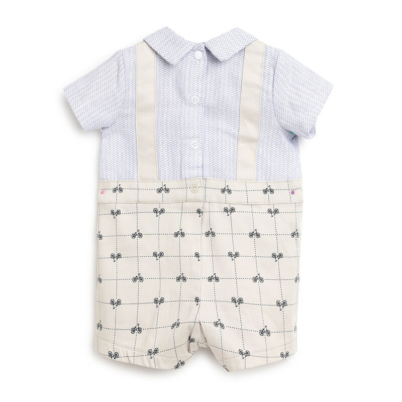 Boys Medium Natural Printed Short Sleeve Rompers image number 1